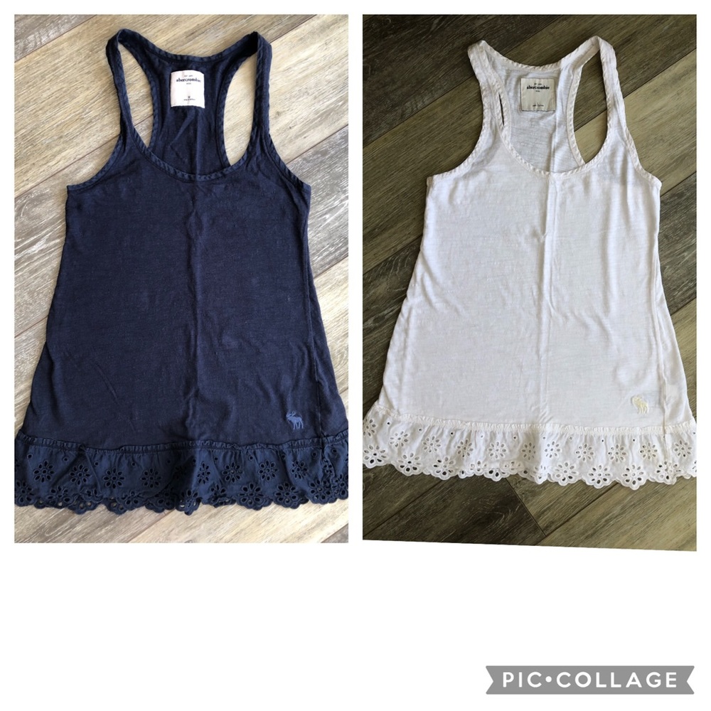 2x Abercrombie tank white n blue